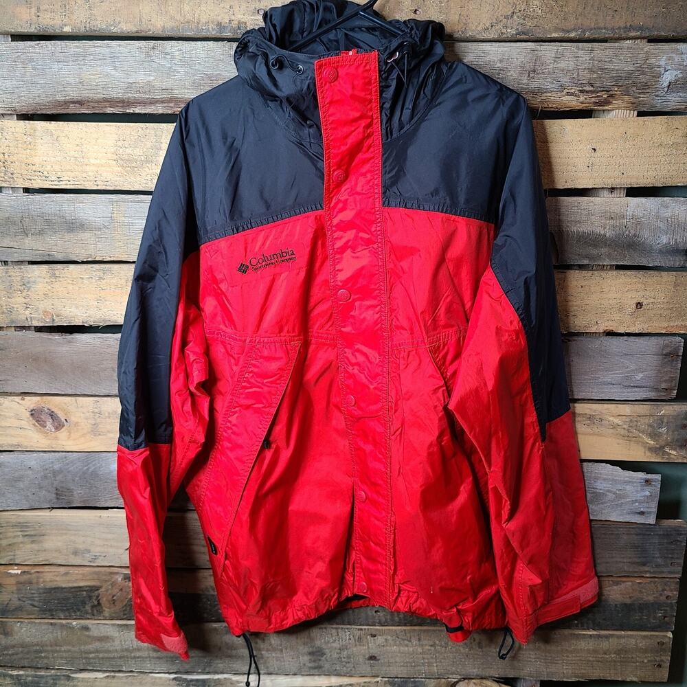 Columbia Sportswear Rain Jacket Mens L Black/Red
